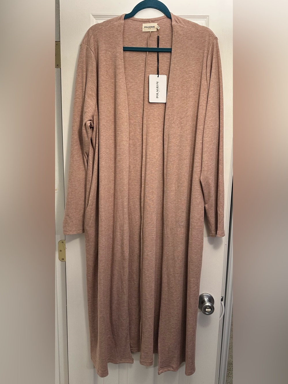 NWT Polygram Long Open-Front Duster Cardigan, Mauve 2XL